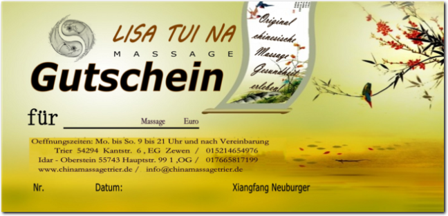 Gutscheine - China Massage Trier Gutscheine - China Massage Trier